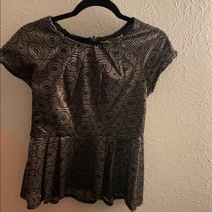 Shiny gold and black short sleeve blouse